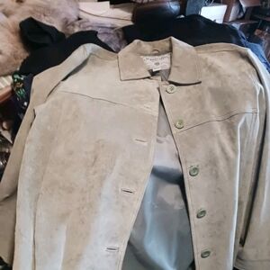 St. John's Bay Light Green Suede Jacket Ladies Suede Size Mediu